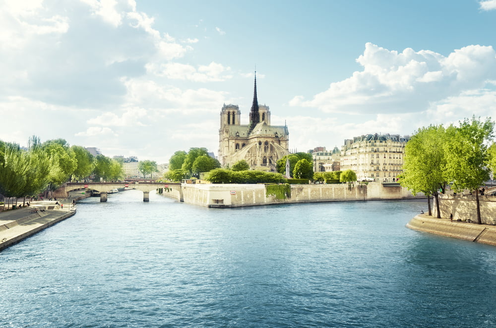 Notre Dame by the seine river