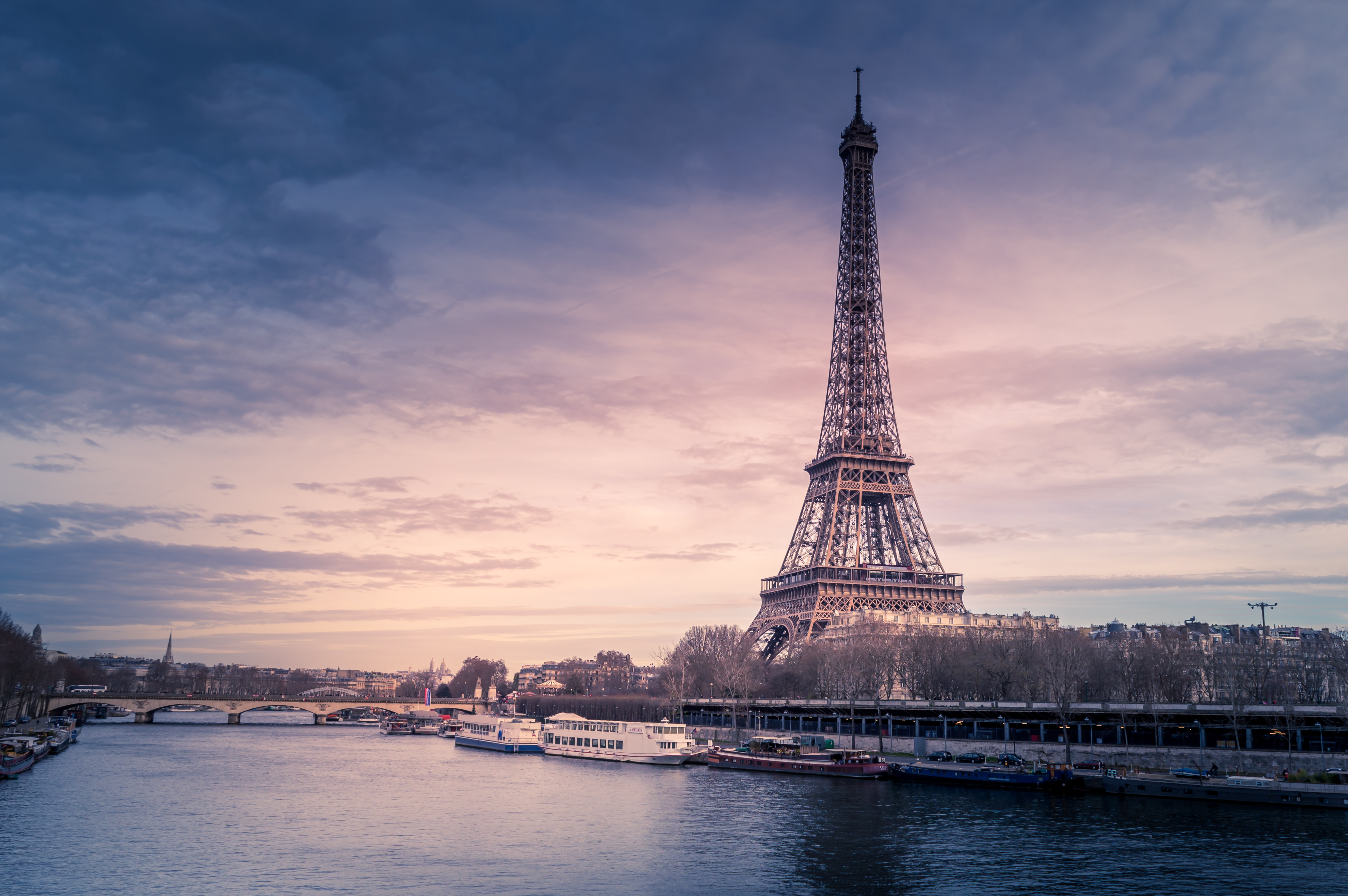 Eiffel Tower through seine river